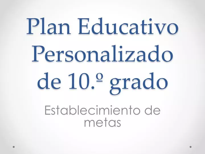 plan educativo personalizado de 10 grado