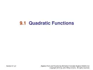 9.1 Quadratic Functions