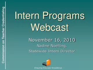 Intern Programs Webcast