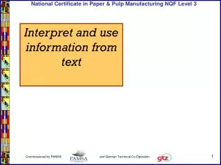 Interpret and use information from text