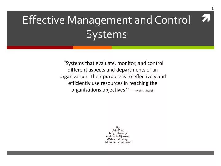 effective management and control systems