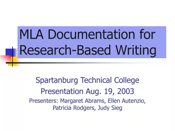 mla documentation for research based writing