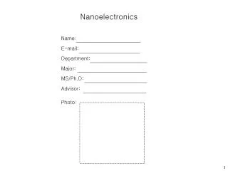 Nanoelectronics