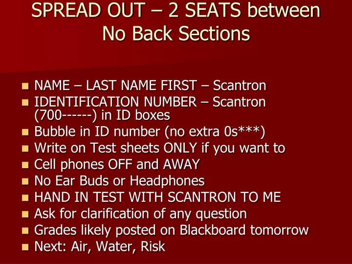spread out 2 seats between no back sections