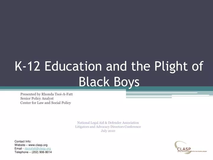 k 12 education and the plight of black boys