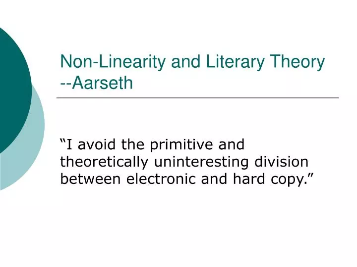 non linearity and literary theory aarseth