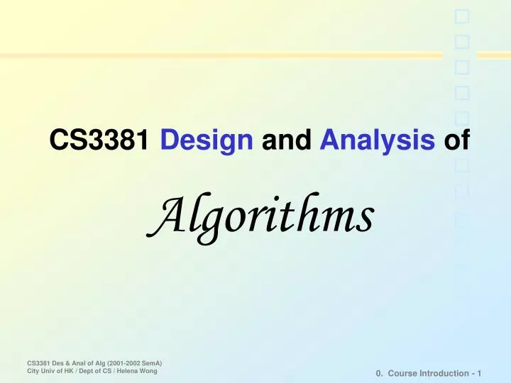 cs3381 design and analysis of algorithms