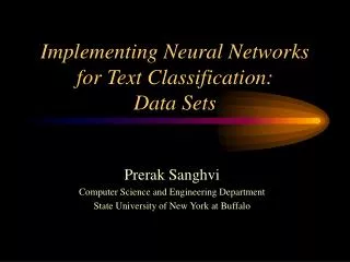 Implementing Neural Networks for Text Classification: Data Sets