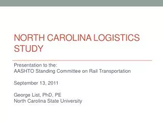 North Carolina logistics study