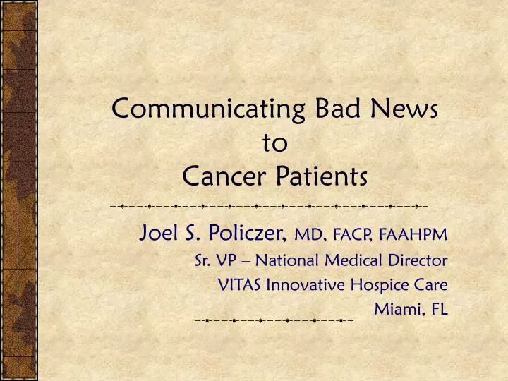 communicating bad news to cancer patients