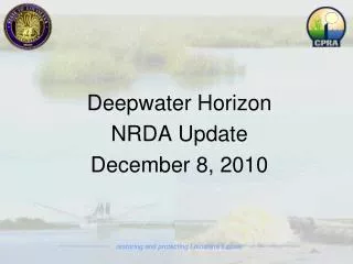 Deepwater Horizon NRDA Update December 8, 2010