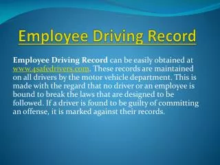 Employee Driving Record