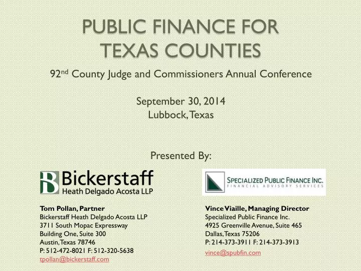 public finance for texas counties