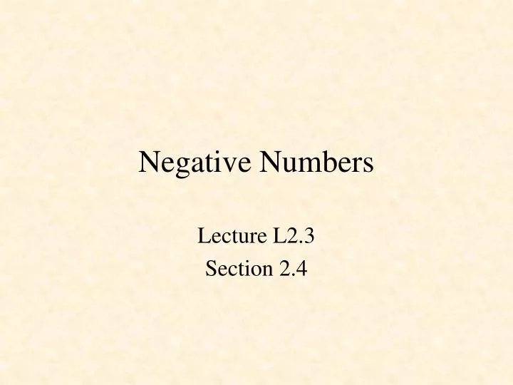 negative numbers