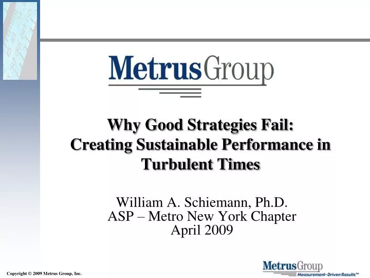 why good strategies fail creating sustainable performance in turbulent times