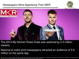 Newspapers More Appetising Than MKR