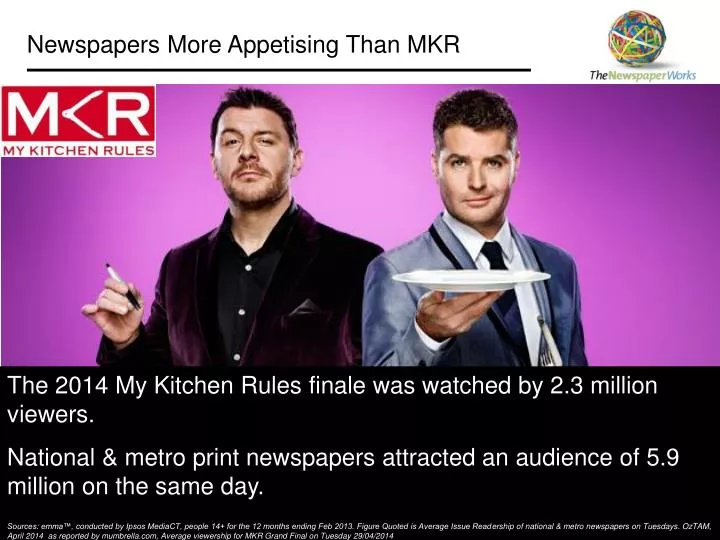 newspapers more appetising than mkr