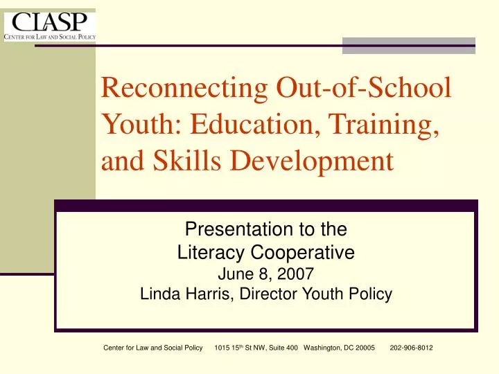 reconnecting out of school youth education training and skills development