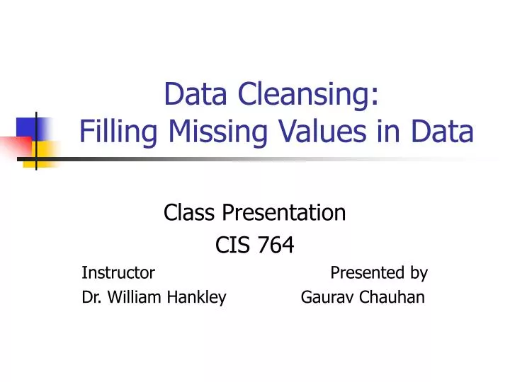 data cleansing filling missing values in data