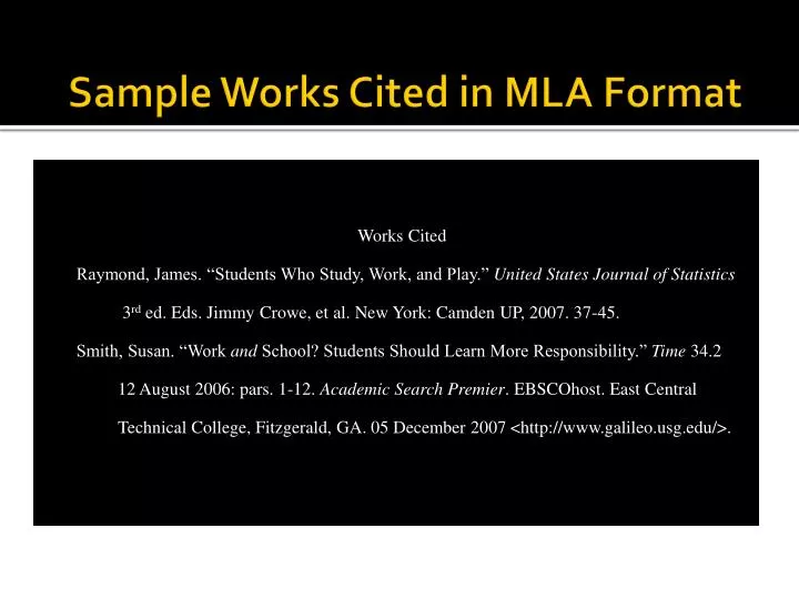 sample works cited in mla format