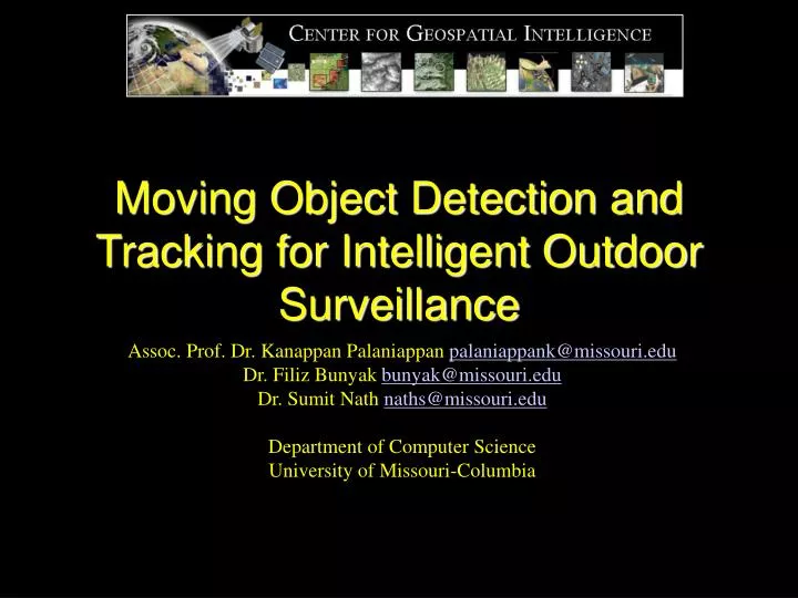 moving object detection and tracking for intelligent outdoor surveillance