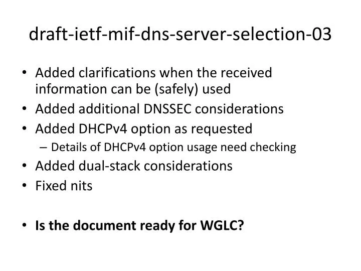 draft ietf mif dns server selection 03