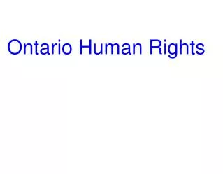 Ontario Human Rights