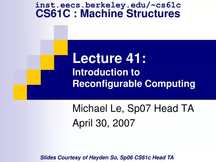 lecture 41 introduction to reconfigurable computing