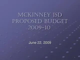 McKinney isd PROPOSED budget 2009-10