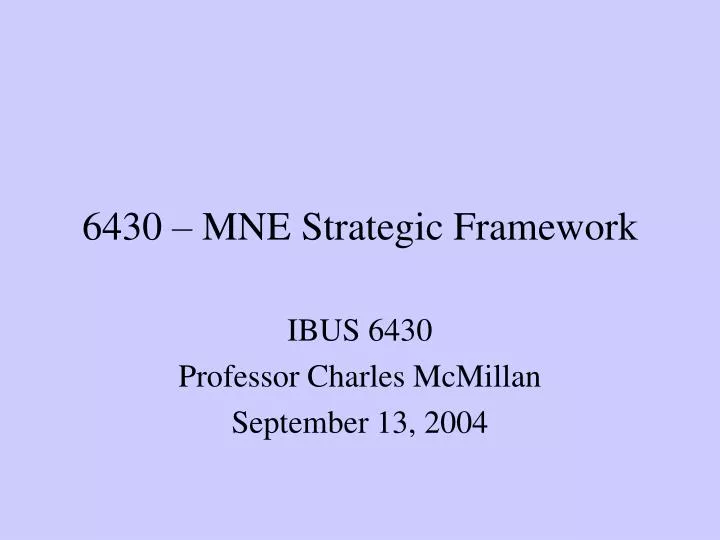 6430 mne strategic framework