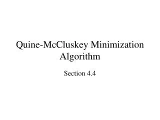 Quine-McCluskey Minimization Algorithm