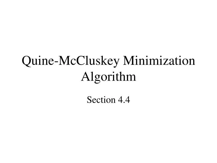 quine mccluskey minimization algorithm