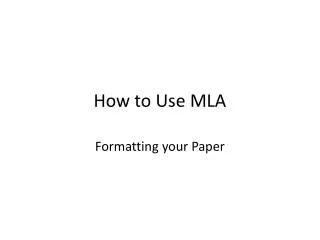 how to use mla