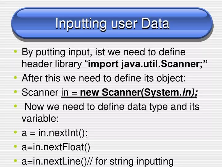 inputting user data