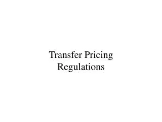 Transfer Pricing Regulations