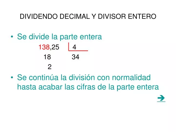 dividendo decimal y divisor entero