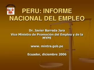 PERU: INFORME NACIONAL DEL EMPLEO