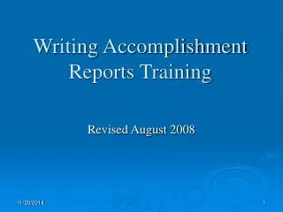 Writing Accomplishment Reports Training