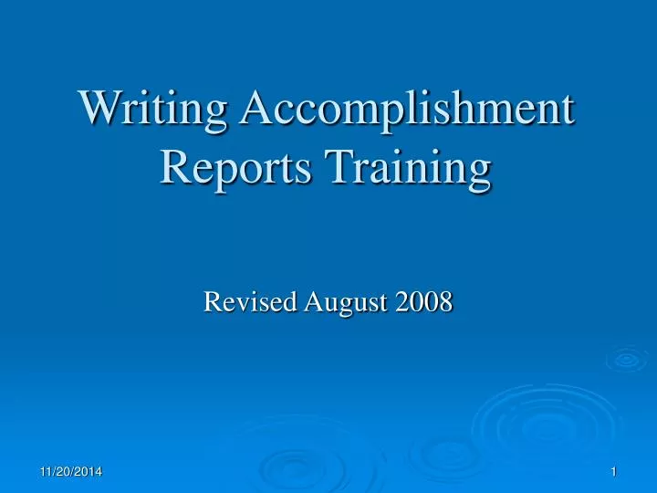 writing accomplishment reports training