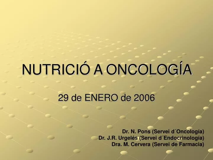 nutrici a oncolog a
