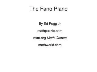The Fano Plane