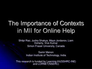 The Importance of Contexts in MII for Online Help