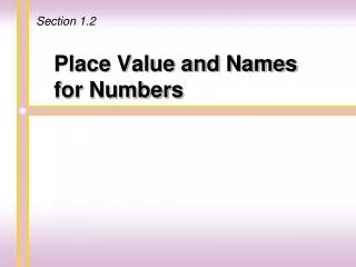 Place Value and Names for Numbers