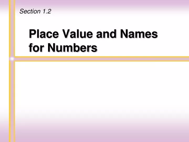 place value and names for numbers