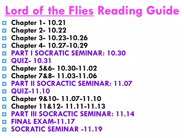 lord of the flies reading guide