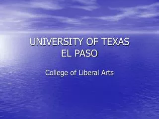 UNIVERSITY OF TEXAS EL PASO