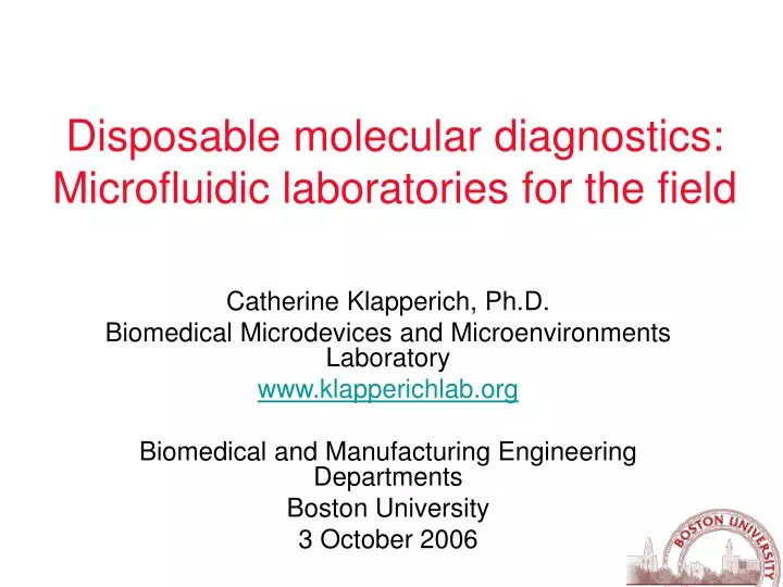 disposable molecular diagnostics microfluidic laboratories for the field