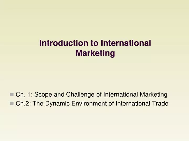 introduction to international marketing