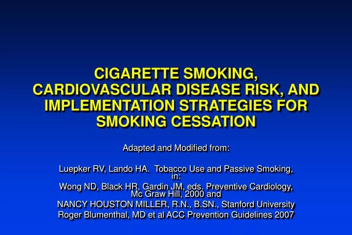 cigarette smoking cardiovascular disease risk and implementation strategies for smoking cessation