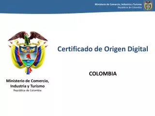 Certificado de Origen Digital COLOMBIA
